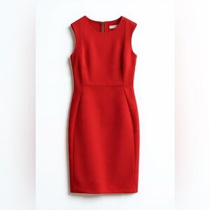 Calvin Klein Size 6 Red Sleeveless Dress Fitted Bodycon